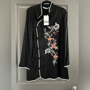 Zara jacquard embroidered cheongsam dress
